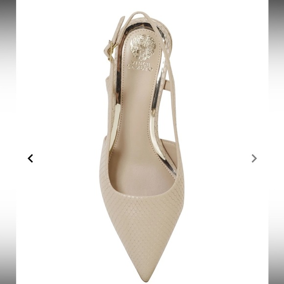 Vince Camuto Tan Slingback Heels with Pointed Toe Sindree Sz 7.5 snake caseina - Picture 10 of 11